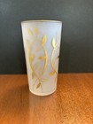Vintage Set Of 6 Mid-century Modern Frosted Glass Tumblers With Gold Trim