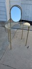 Vintage Mid Centry Brass Vanity Table With Glass Top