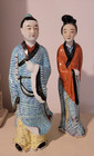 Vintage Pair Of Chinese Porcelain Lady   Man Figurine statues W impressed Stamp