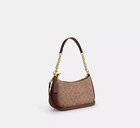 Nwt Coach Cv933 Teri Shoulder Bag In Signature Canvas Gold tan brown