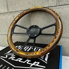 14  Black Muscle Steering Wheel Flamed Pine Wrap W  Licensed Chevy Bowtie Horn