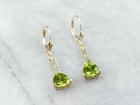 2ct Trillion Cut Simulated Peridot Drop Dangle Earring In 14k Yellow Gold Plated
