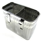 2 Divided Square Stainless Steel Perforated Cutlery Basket Sink Rack Storage
