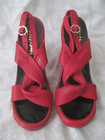 1970s Disco Era vintage Red Leather Ladies Platform Shoes spain Ultima  5 1 2