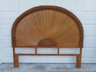 Sunburst Queen Size Headboard Tropical Rattan West Indies Islands Louver Keys