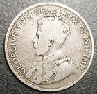 1914 Canada 25 Cents Old Silver Coin King George V Km 24