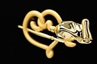Ajc Vintage Artist Pin Brooch Brushed Gold Heart Paint Brush Abstract 80s Bina4