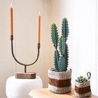 Main   Mesa Asymmetrical Wood And Metal Candle Holder 13 75 h