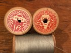 18 Vtg Antique French Dmc Wooden Sewing Thread Spools  Paper Labels