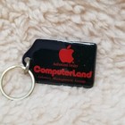 Vtg Apple Authorized Dealer Computerland Metal Keychain Black Enamel