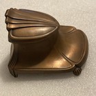 Vintage Art Nouveau Bronzed Spelter Metal Inkwell With Original Glass Insert