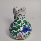 Vintage Vinegar   Oil Pitchers 2 Pc Set Hand Painted Ceramic 4 25  Tall