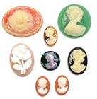 15 Vintage Resin Cameos  west German  Hong Kong  Japan  Diy Jewelry Crafting C82