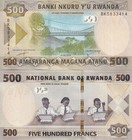 Rwanda Set 4 Unc 500 1000 2000 5000 Francs 2019 -2024 P 39 42 44 45