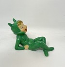 Vintage 1950   s Green Ceramic Pixie Elf Japan Figurine Christmas Decor Holiday