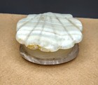Vintage Banded Onyx Shell Trinket Box Hinged Stone For Jewelry Or Keepsakes