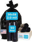 Industrial Grade 50 Count Black Trash Bags  55-60 Gallon  2 0 Mil  36 X 58  E   
