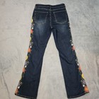 Ashley Mason Floral Embroidered Semi Flare Jeans Womens Size 7 