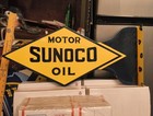 Rare Large Sunoco Porcelain Metal Sign Service Station Gas Oil Double Sided Nice