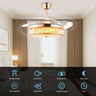 47 Inch Crystal Ceiling Fan With Light  Modern Retractable  Remote For Bedroom