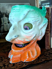 Paper Mache Style Halloween Devil Head Original Look Lighted Lantern 8  Tall