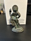 Small Metal Figurine Statue Antique Bronze Finish Green Patina Round Base