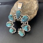 Spiderweb Turquoise Southwestern Navajo Sterling Silver Naja Pendant 02225