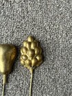 Antique Brass Hatpin Lot Deco Feather Or Wheat  Pear  Grapes Hat Pin Unique