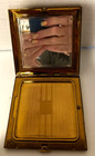 Vintage English Brass Mother Of Pearl Shields Mid Century Compact 3  X 3   