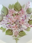 Large Antique Frosted Glass Lamp Shade Hand Painted Pink Floral Ball 10    Blossom