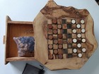 Live Edge Wood Handmade Wooden Checker And Chess Set Set Board W  Pieces 14 x13 