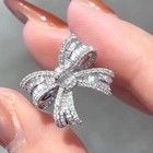 14k White Gold Plated 2 Ct Baguette Cut Simulated Diamond Bow Knot Stud Earrings