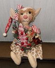 Primitive  Folk Art Doll Gingerbread Man  Tree Candy Cane Elf Christmas Decor