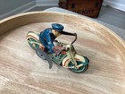 Vintage Marx Tin Litho Police Motorcycle With Sidecar Wind-up Works Antique Old 