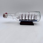 19th Century Ship In A Bottle Clear Nautical Sailing Vessel Decor With Wood Stan