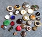 28 Vintage Antique Glass   Metal Dug Assorted Buttons Various Colors Designs