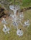 1950s American Brilliant Cut Crystal 6-arm Candle Chandelier W 41 Large Prisms