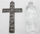 Vintage Metal Cross Artisan Made Rustic Diamond Pattern Religious 8 5  Wall Art