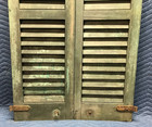 Antique Pair Vtg Shabby Wood Exterior Shutters 13x43 Green Chic Old 117-26b