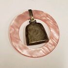 Vintage Birth Record Sterling Silver Baby Rattle Pink Teething Ring No Engraving