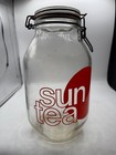Vintage  Sun Tea Glass Jar Canister Container 3l Wire Bail Latched Lid - Read