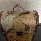 Portable Wine Carrier 2 Bottle Divided Hard Side Hinged Top Handle France Theme