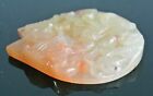 Vintage Asian Floral Carved Carnelian Large Pendant