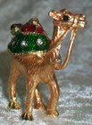 Vintage Miniature Gold Toned Metal Bejeweled Arabian Dromedary Camel Figurine