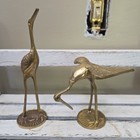 Vintage Mid Century Modern Brass Heron Figurines Pair Of Two Mcm Original Patina