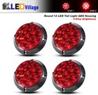 4 Pcs 4 Inch Round Red Bulb 12 Led Clearance Lamp Trailer Tail Brake Stop Parkin