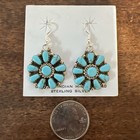 Native American Navajo Indian Cluster Dangle Turquoise Earrings  2 Stunning Zuni
