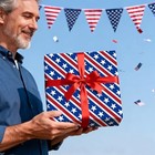 Patriotic Wrapping Paper Roll  Red White Blue 17in X 16 4ft Independence Day