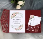 Wedding Invitations Card Hollow-out Rose Triple-folded Greeting Festival Card