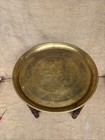 Vintage Barley Twist Folding Table With Brass Tray Top